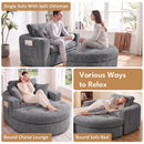 Advwin Oversized Round Chaise Lounge Sofa with Ottoman