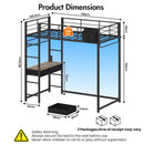 Advwin Loft Bed Frame with Desk & LED Lights