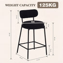 Advwin Bar Stools Set 2 Boucle Kitchen Counter Black