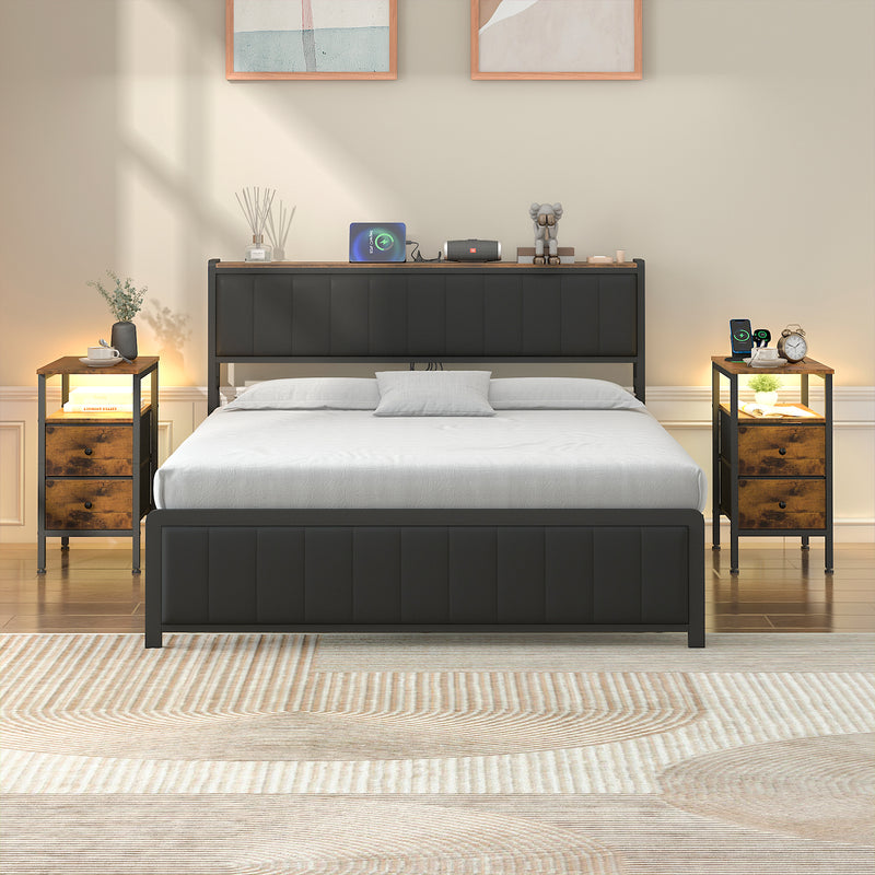 Advwin Bedside Table w/ AC Outlets and USB Ports (Pre-Order)