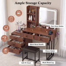 Advwin Walnut Dressing Table Set with Nightstand