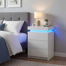 Advwin 2 Set of Bedside Table 3 Drawers With LED Light