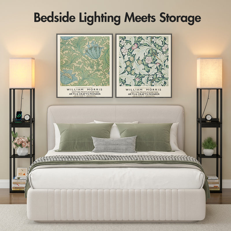 Advwin 3-Tier Floor Lamp Shelf Storage
