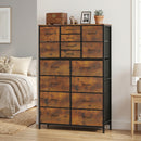 Advwin Tall Dresser with 16 Fabric Drawers Rustic Brown