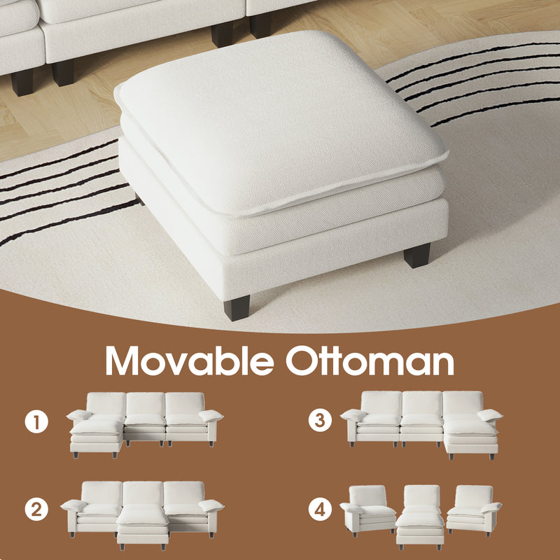 Advwin 261cm 3 Seater Sofa with Movable Ottoman