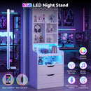 Advwin Set of 2 Tall LED Nightstands w/ Charging Station