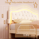Advwin LED Velvet Bed Frame w/ Adjustable Headboard Double