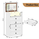 Advwin Dresser Chest of 5 Drawers with Mirror & LED Lights