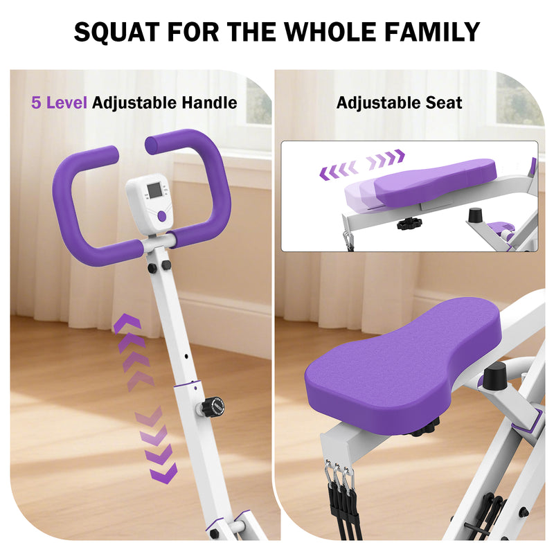 Advwin Foldable Squat Machine with Handles & Bands