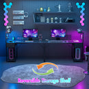 Advwin Gaming Desk with LED Lights & Storage Shelf