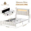 Advwin Bed Frame w/ LED Shelves & Charging Station