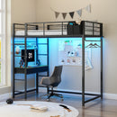 Advwin Loft Bed Frame with Desk & LED Lights