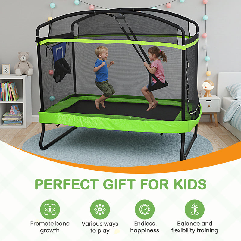 Advwin Trampoline for Kids with Basketball Hoop & Swing