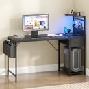 Advwin Gaming Desk with LED Lights & Storage Shelf