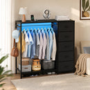 Advwin Fabric Chest of Drawers with Hanging Rack