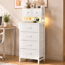 Advwin LED Bedside Table 6 Fabric Drawers Charging Station