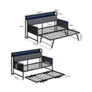 Advwin Single Metal Daybed Frame with Trundle Black