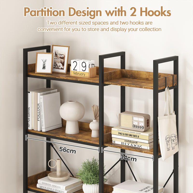Advwin 5-Tier Corner Bookshelf Convertible L Shaped Bookcase