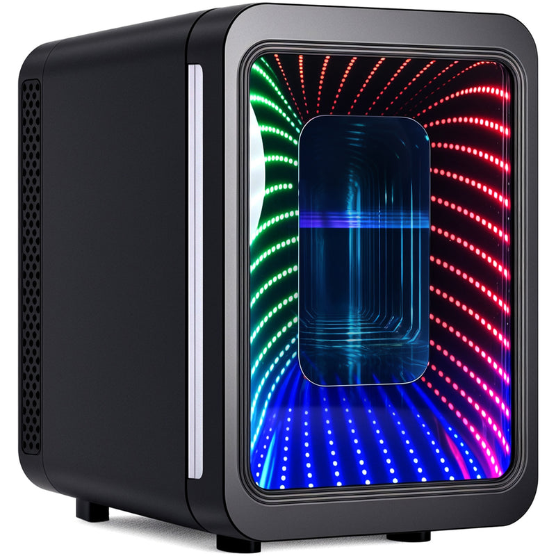 Advwin 4L Mini Fridge with LED Light Black