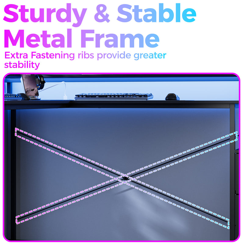 Advwin L Shaped Gaming Desk with Monitor Stand