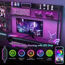 Advwin Gaming Desk with LED Lights & Power Outlets 165cm