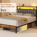 Advwin Queen Bed Frame with RGB LED & Charging Station