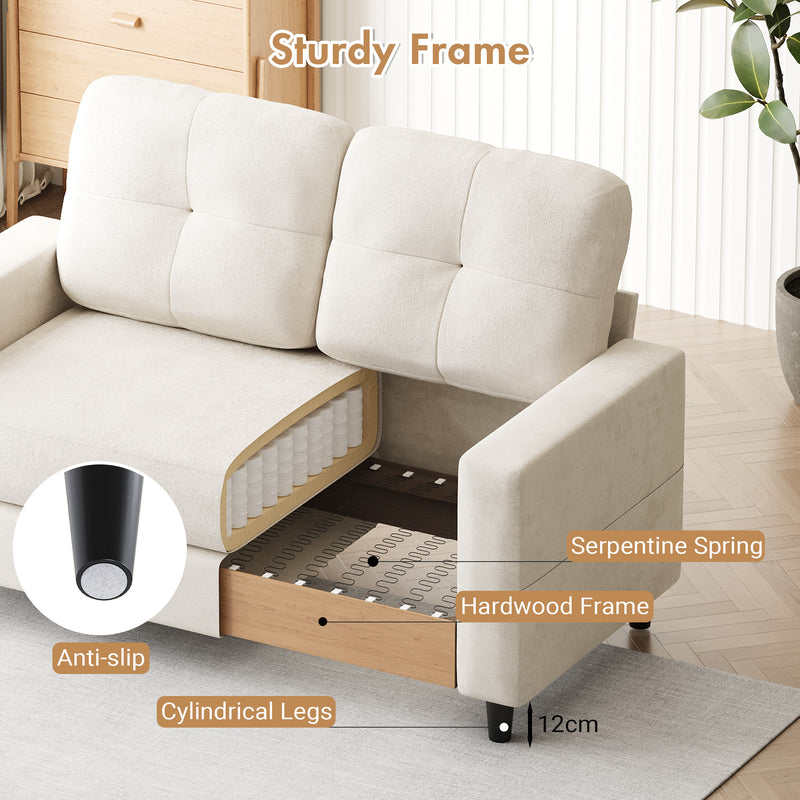 Advwin 2-Seater Sofa 132cm Loveseat Sofa Beige