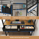 Advwin Loft Bed Frame with Desk & LED Lights