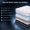Advwin 30cm Hybrid Mattress w/ Pocket Springs White & Blue