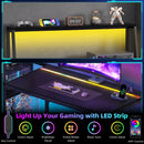 Advwin LED Gaming Desk w/ Adjustable Shelf & Power Outlets