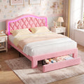 Advwin LED Velvet Bed Frame w/ Adjustable Headboard Double