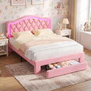 Advwin LED Velvet Bed Frame w/ Adjustable Headboard Double