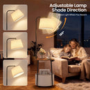 Advwin Floor Lamp with Round Side Table Rustic Brown