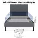 Advwin Bed Frame Mattress Base Upholstered Grey