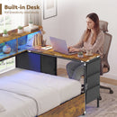 Advwin Single Corner Bed Frame with Desk and Bookcase