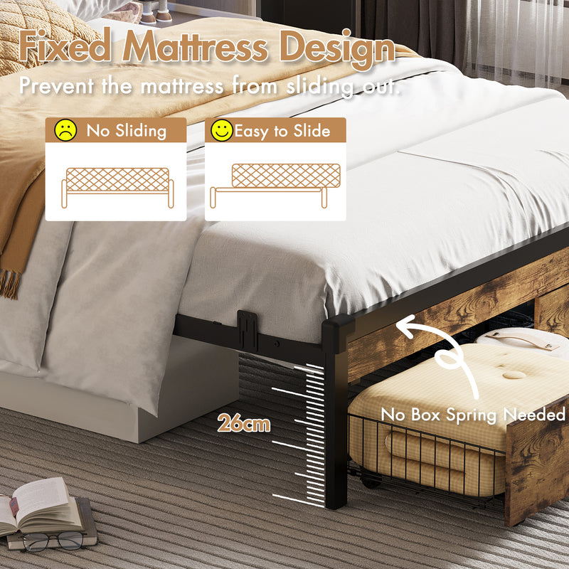 Advwin Double Bed Frame with Charging Station
