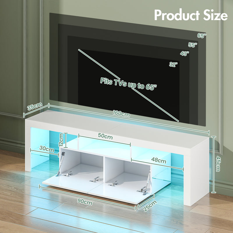 Advwin 160cm Entertainment Unit TV Stand with RGB LED Light