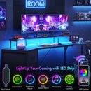 Advwin 185cm LED Gaming Desk w/ Monitor Stand Black