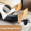 Advwin Bed Frame with 4 Storage Drawers & Charging Station