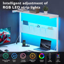 Advwin L Shaped Reversible Computer Desk with LED Lights