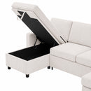 Advwin 253cm U Shaped Corduroy Sectional Sofa w/ Pull Out Bed
