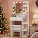 Advwin Dressing Table Set with 10 LED Bulb Mirror