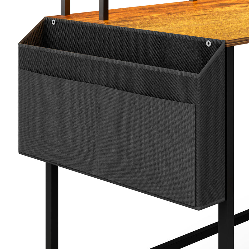 Advwin 150cm L Shaped Computer Desk w/ LED Lights