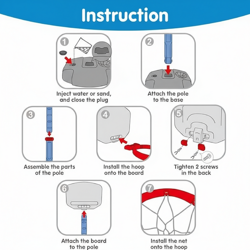 Advwin Kids Poolside Basketball Hoop Adjustable Height