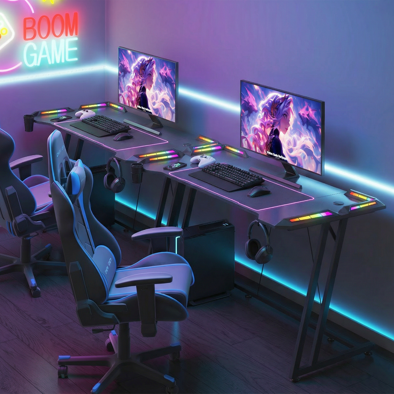 Advwin Computer Gaming Desk 140cm RGB LED