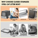 Advwin XL Stainless Steel Cat Litter Box with Lid