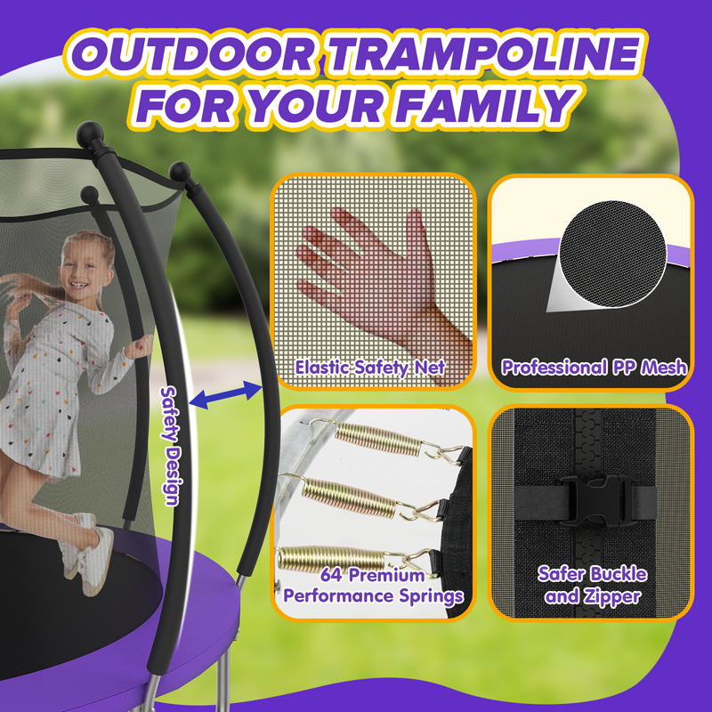Advwin 10FT Outdoor Trampoline w/Sprinkler & LED Lights