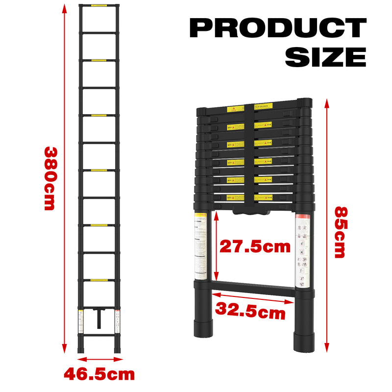 Advwin 3.8m Portable Aluminum Telescoping Ladder