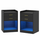 Advwin LED Bedside Table with Charging Station Set of 2