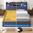 Advwin Queen Gas Lift Storage Bed Frame w/ LED